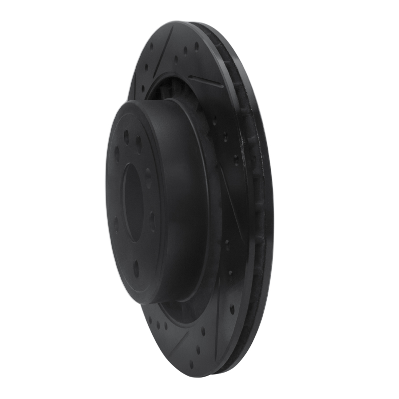 Saab 9-5 Brake Rotor (1) - Rear Left - R1 Concepts - Drilled & Slotted - Black - `02-`10